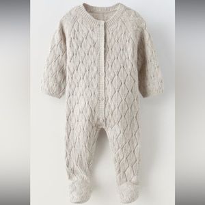 Zara OPENWORK CABLE KNIT JUMPSUIT NWT